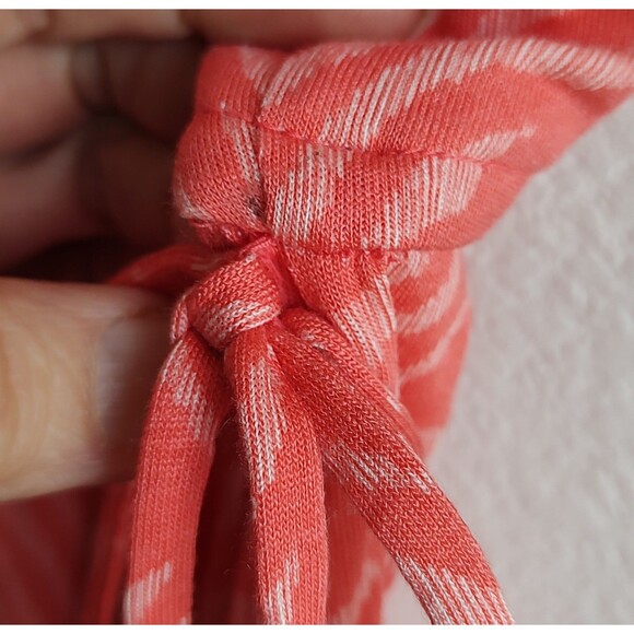 Ann Taylor Loft Dress Coral Orange Leaf Print Sleeveless Soft Stretch Tie XS - Picture 8 of 8